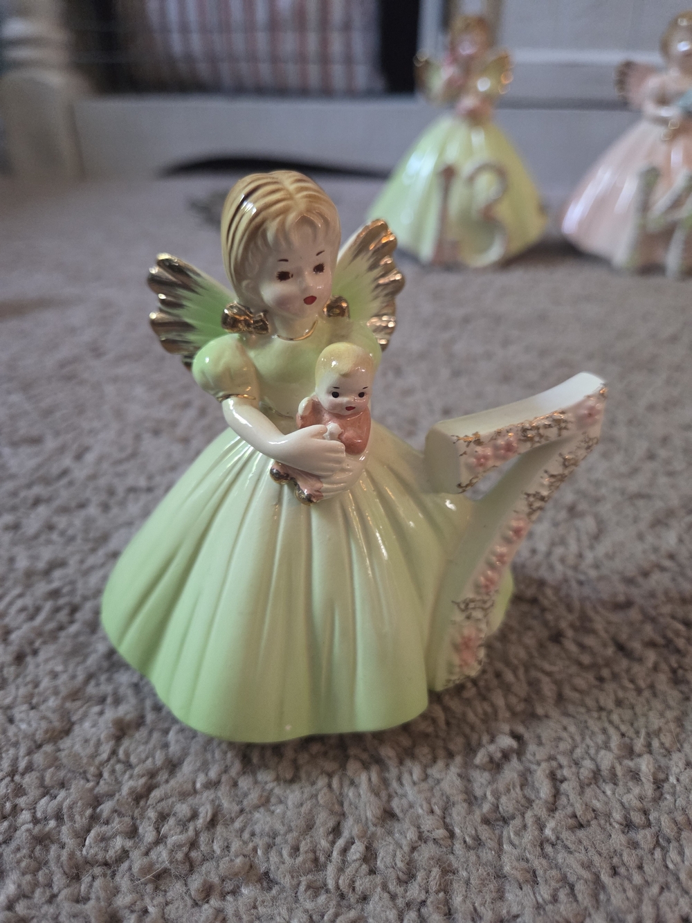 Vtg JOSEF ORIGINALS 7th Birthday Angel Girl Figurine Original Stickers EUC